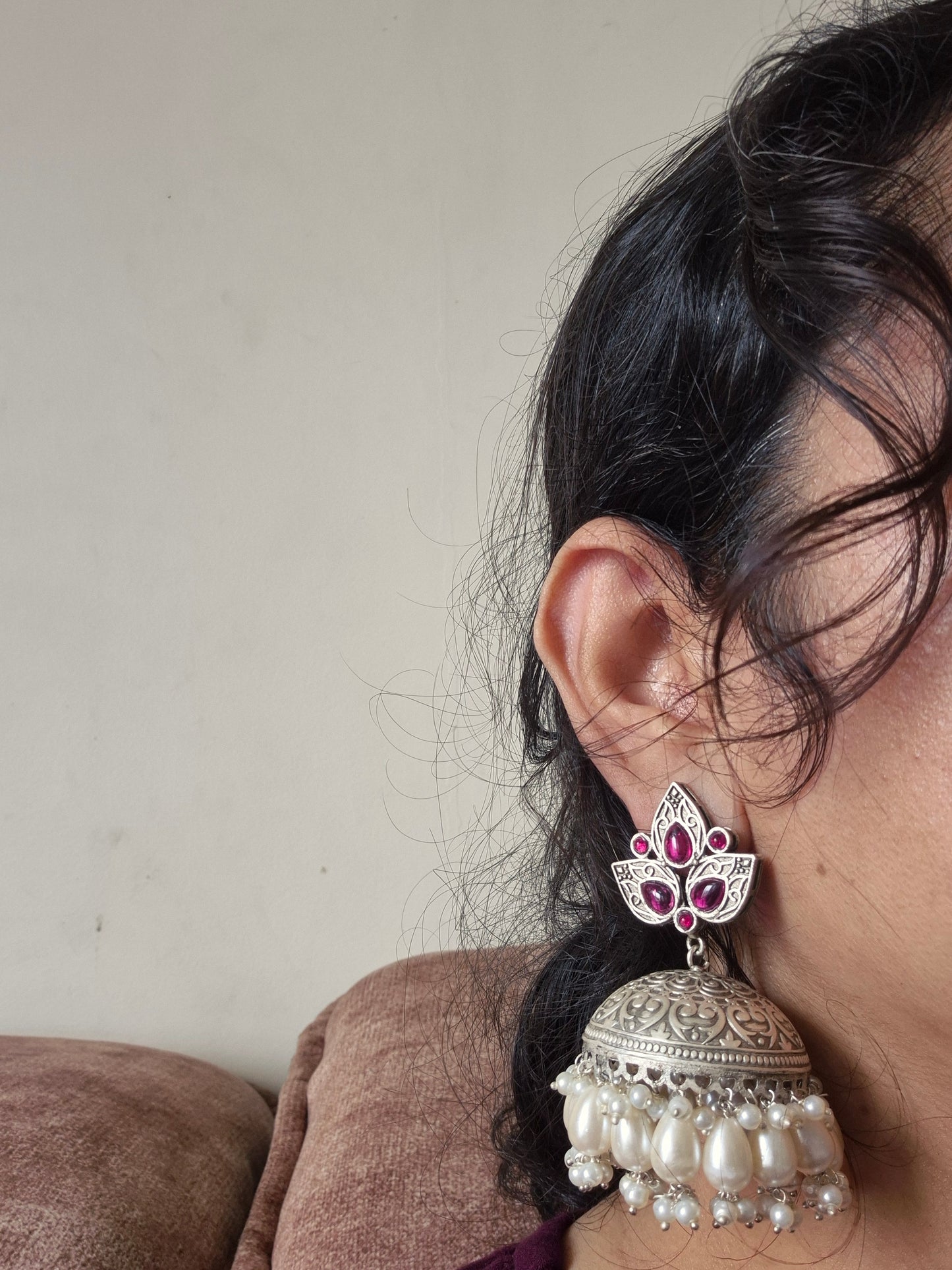 Brass jhumka earings