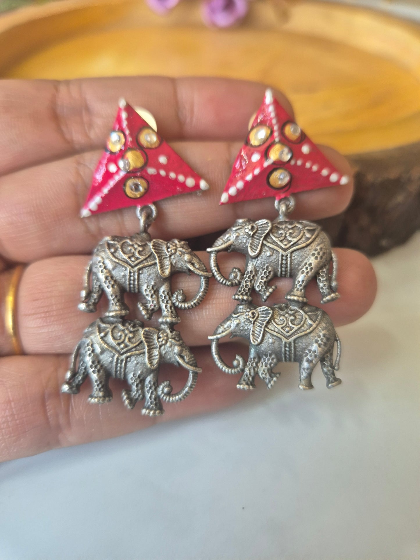 Brass handpainted earings