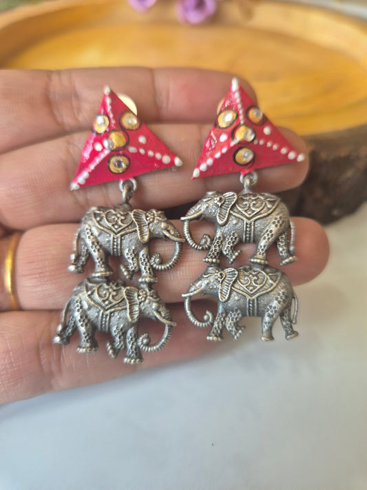 Brass handpainted earings