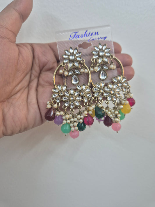 Kundan stone multi earings