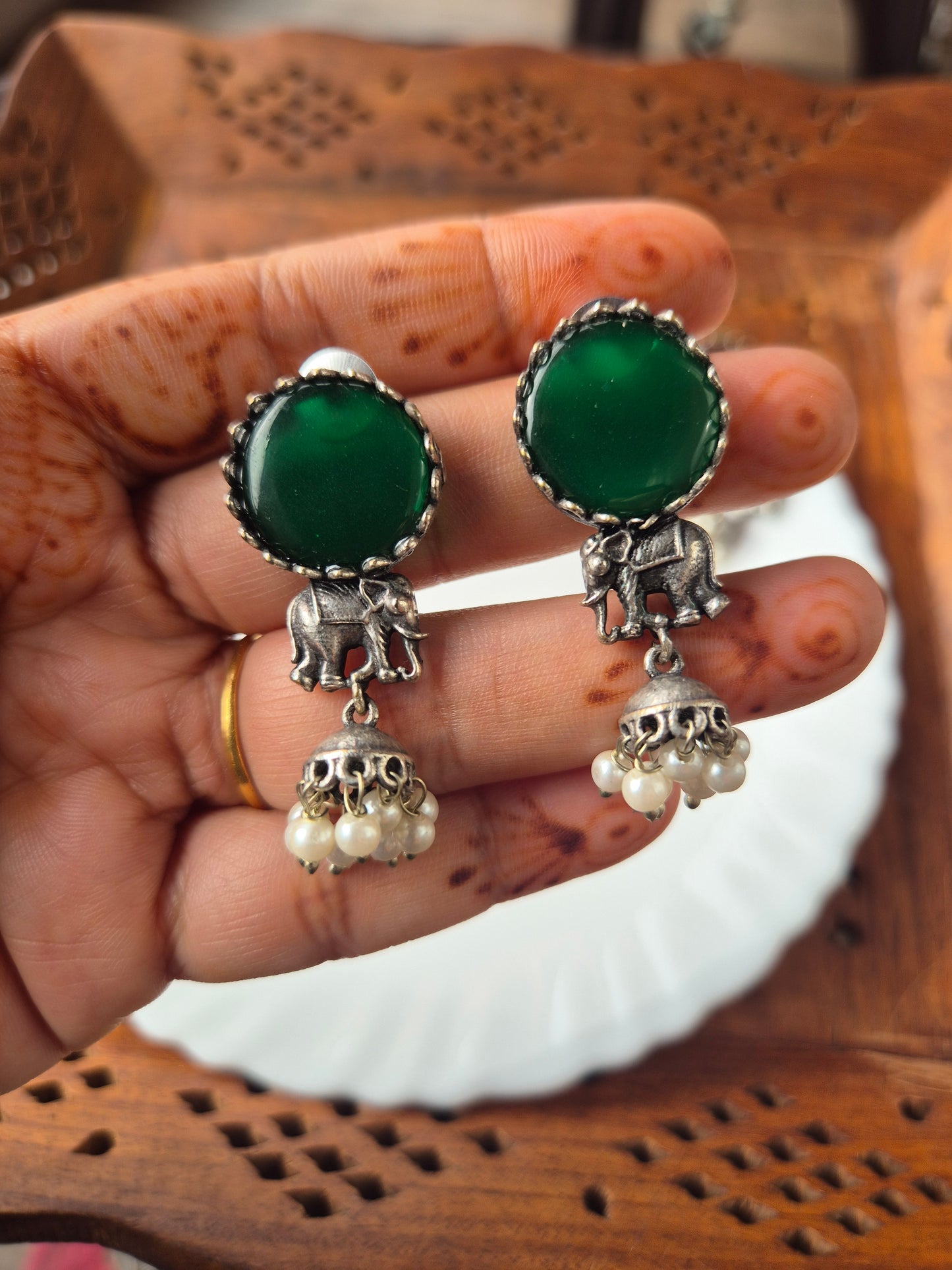 Silver replica stud earings
