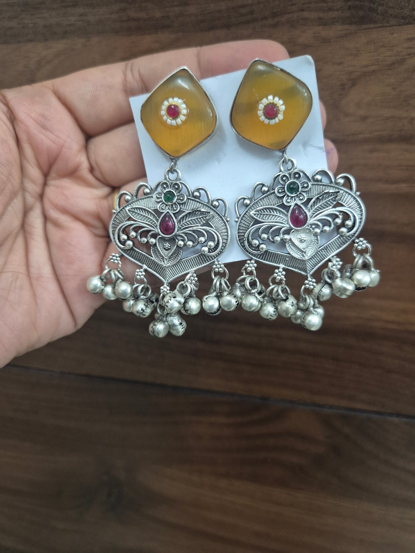 Meera Glass-Work Statement Earrings