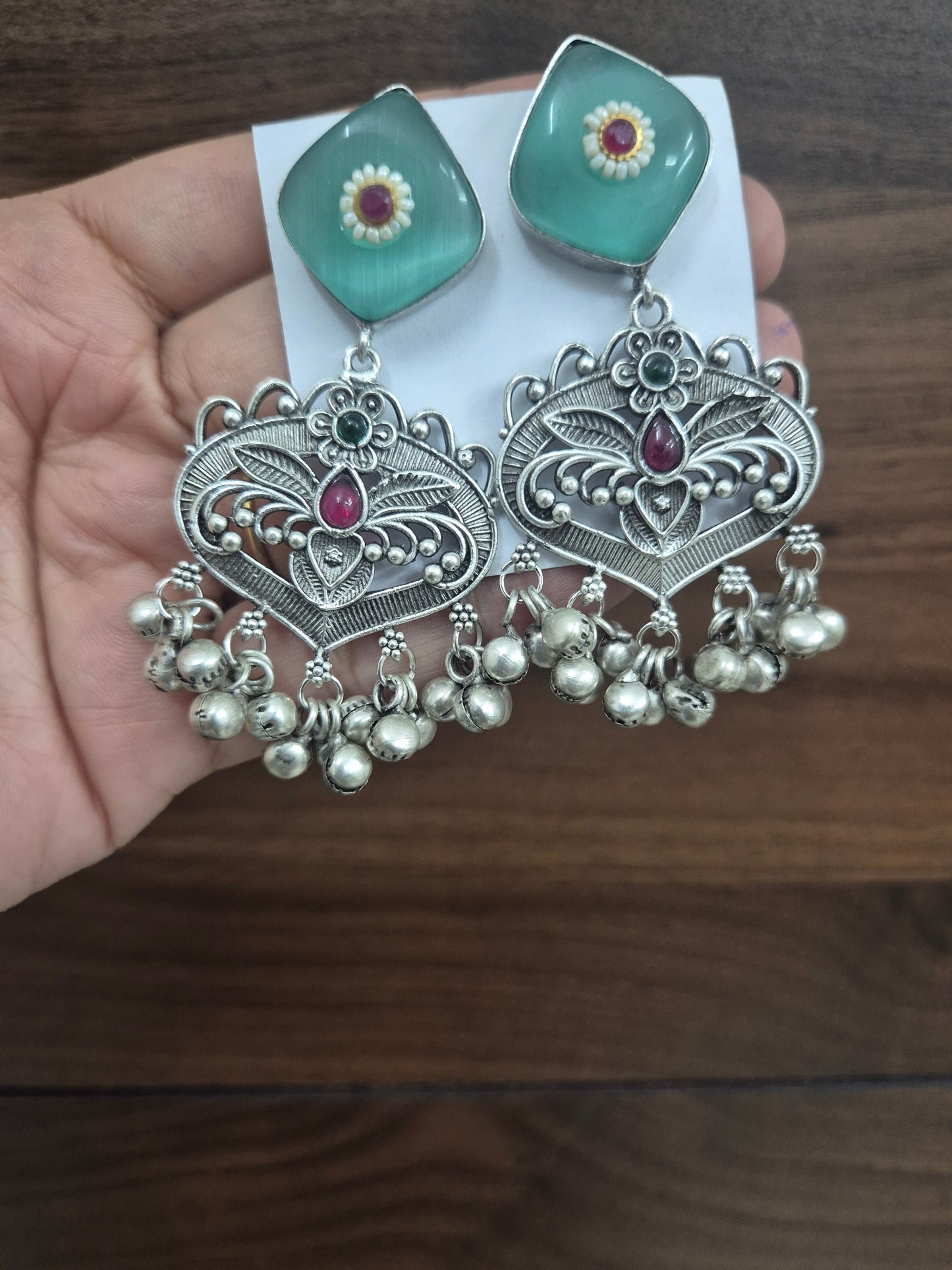Meera Glass-Work Statement Earrings