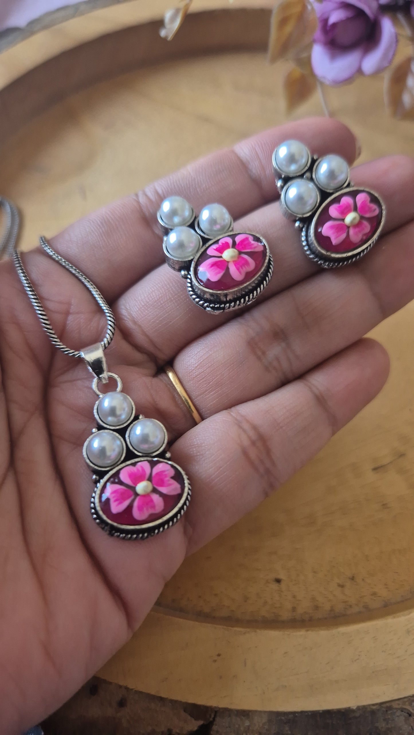 Small pendant set handpainted