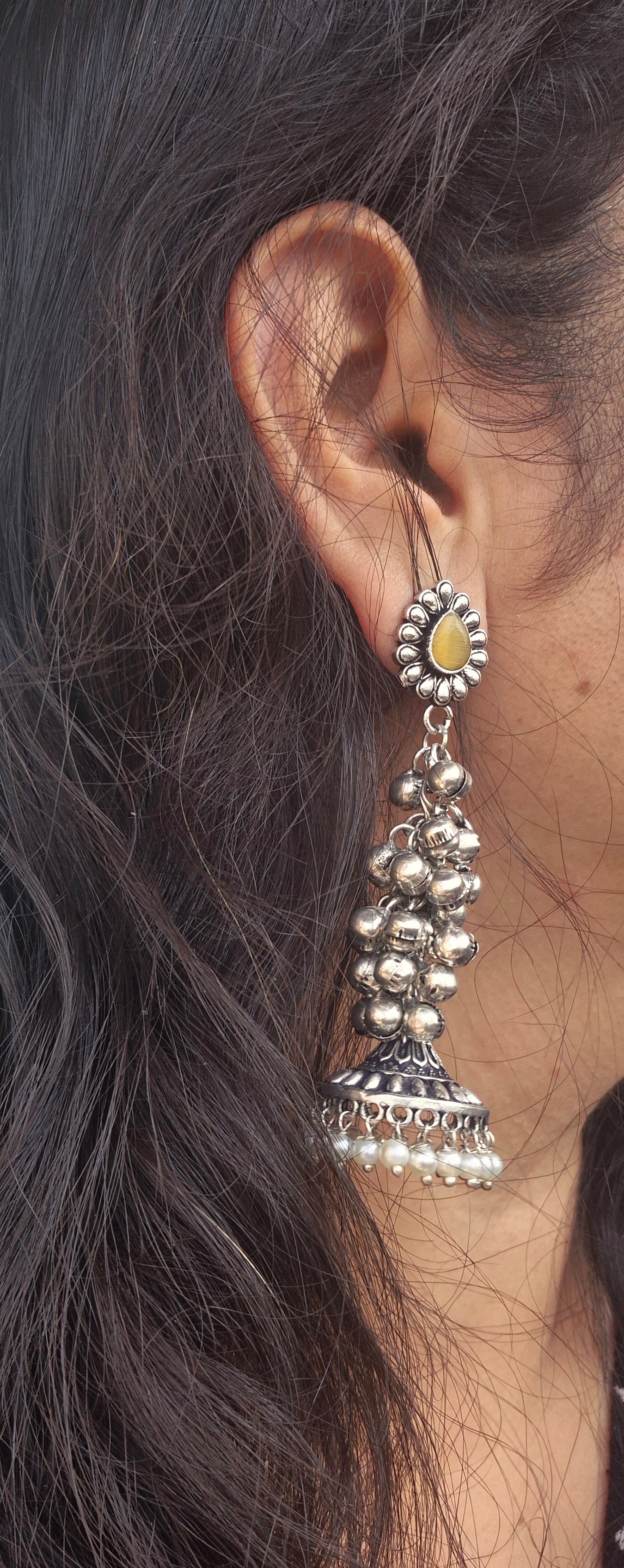 Kashmiri  german silver jhumka