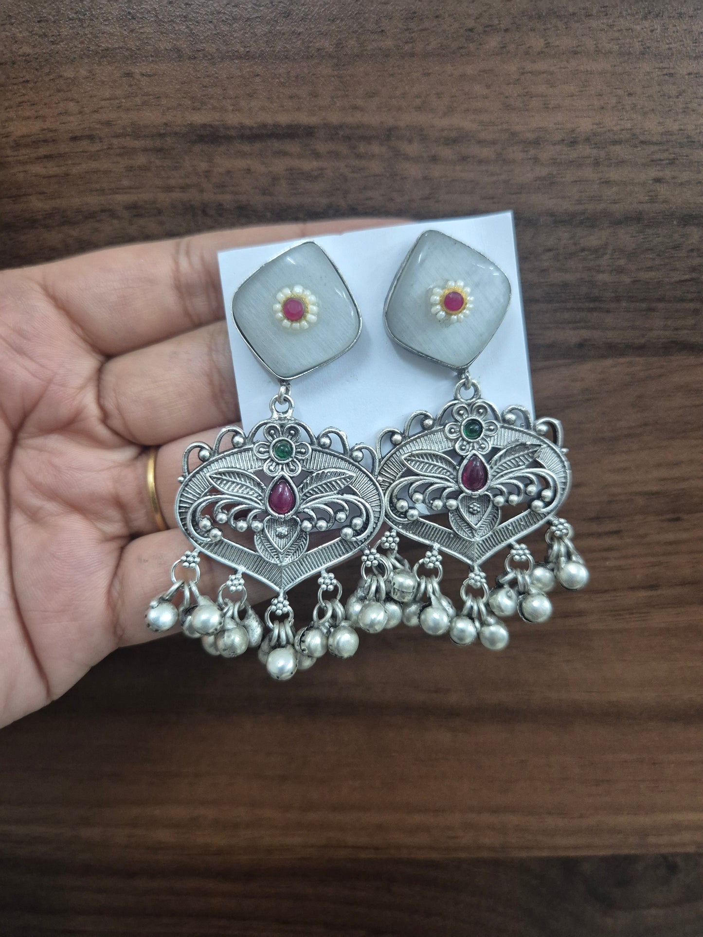Meera Glass-Work Statement Earrings