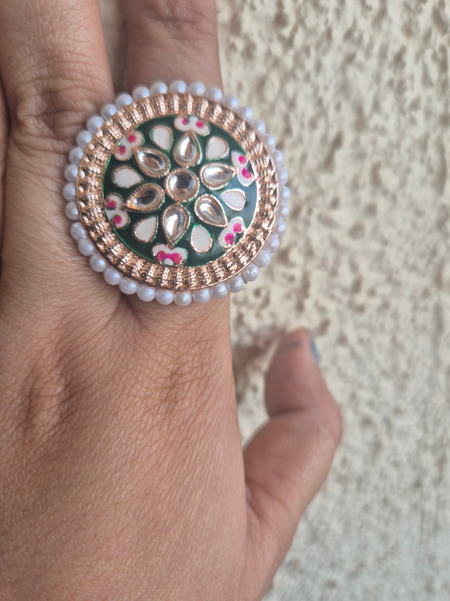 Meenakari stone ring