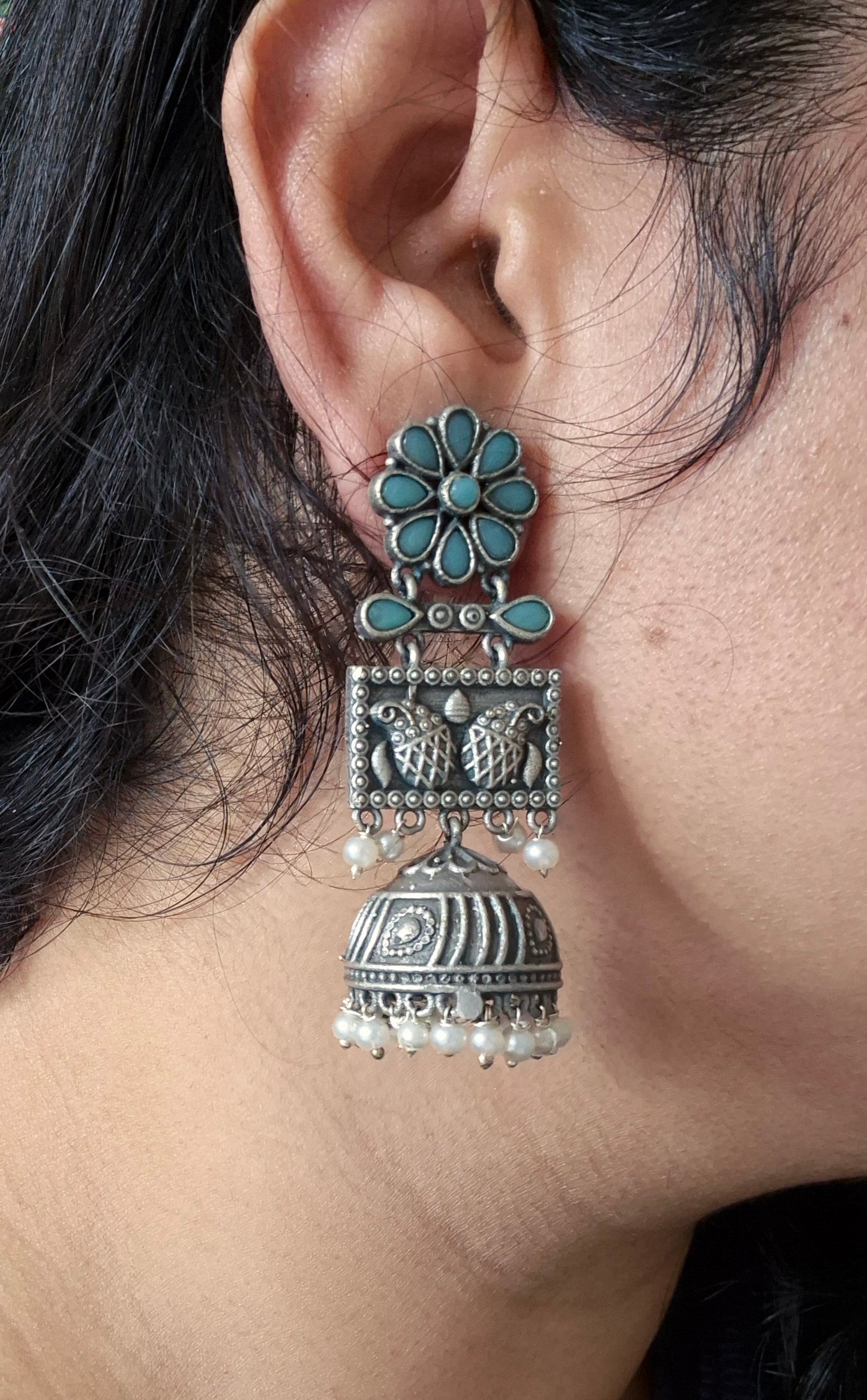 Brass jhumka earings