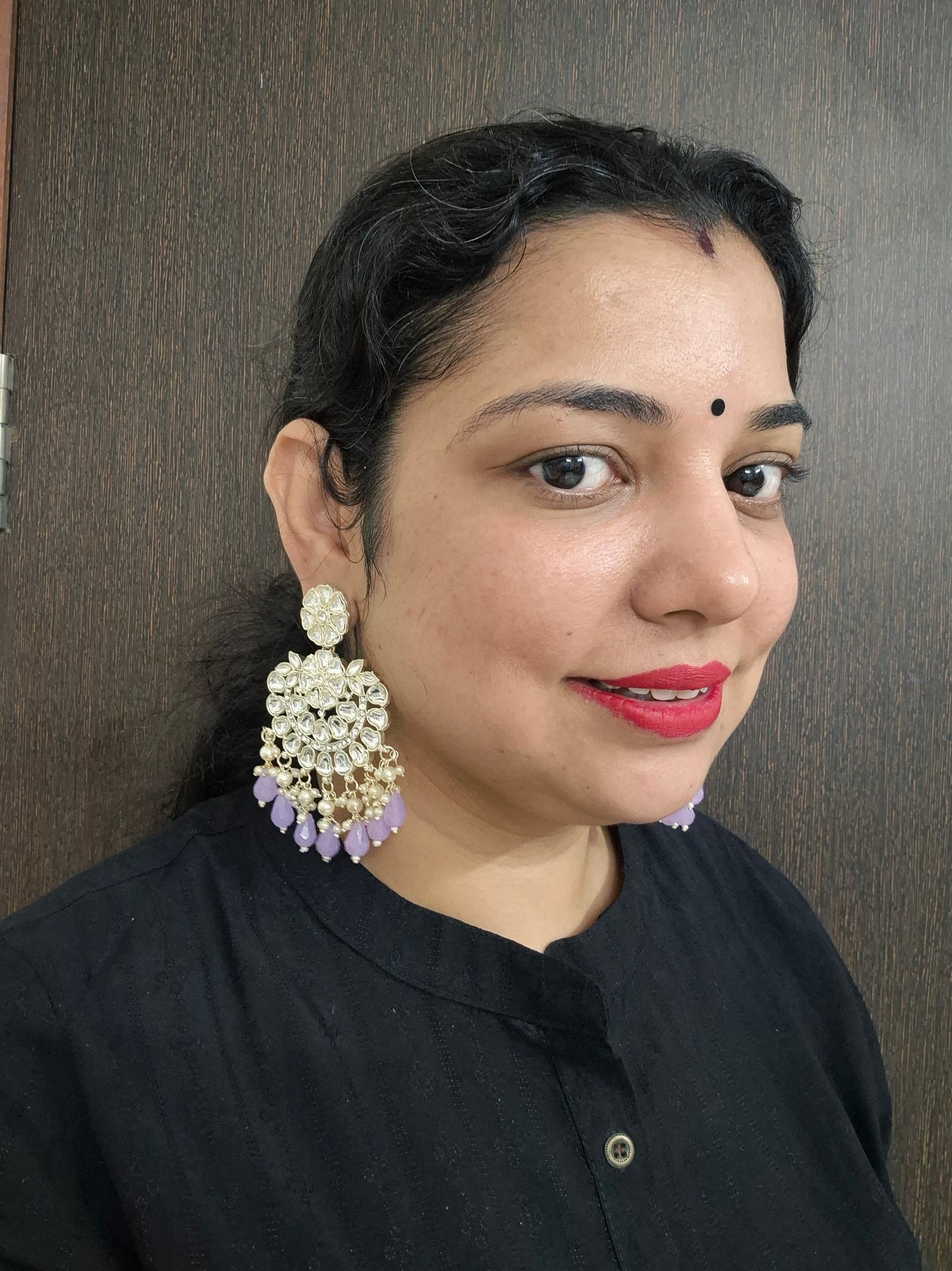 Kundan chandbali earings