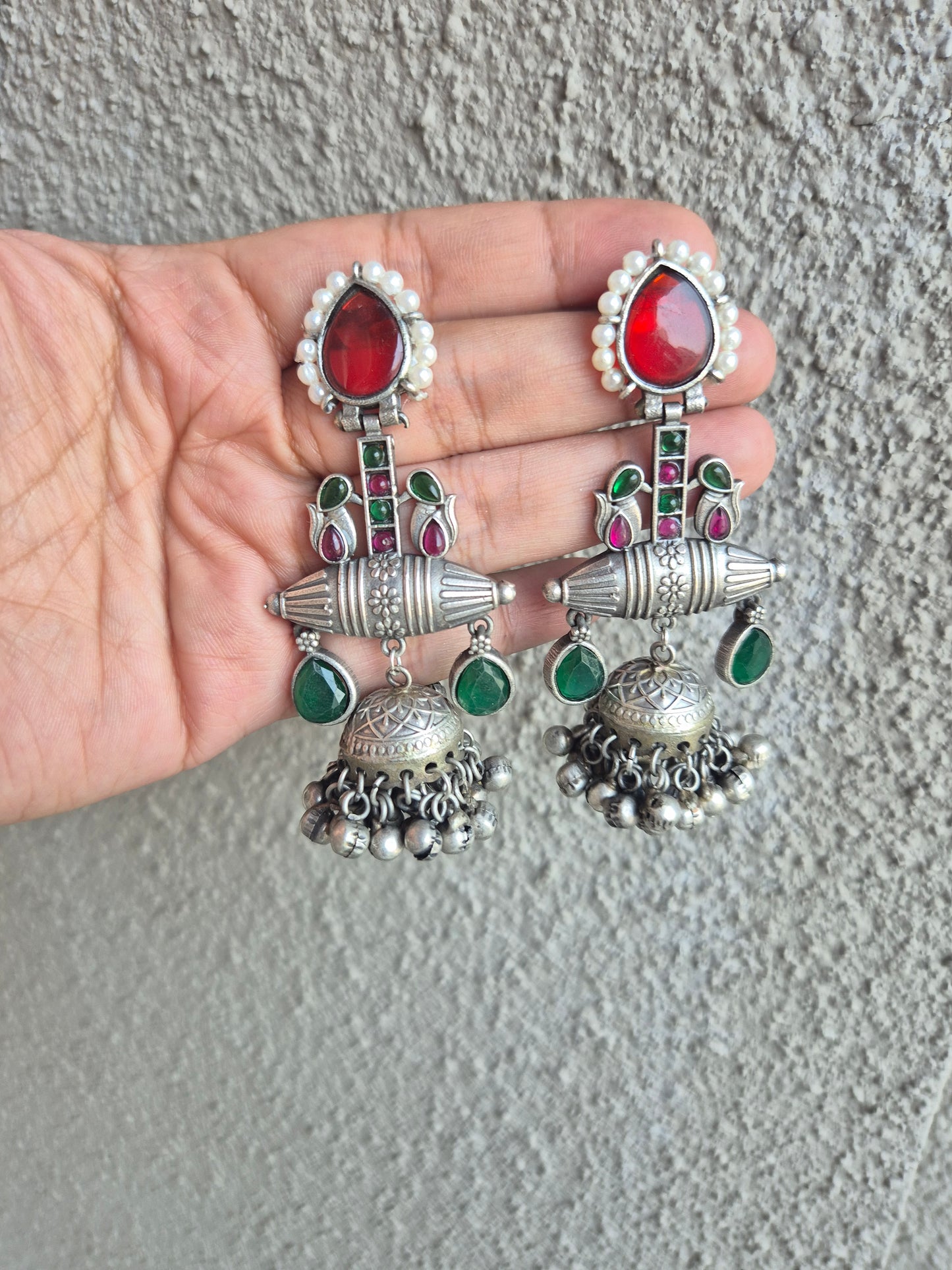 Silver replica jhumka
