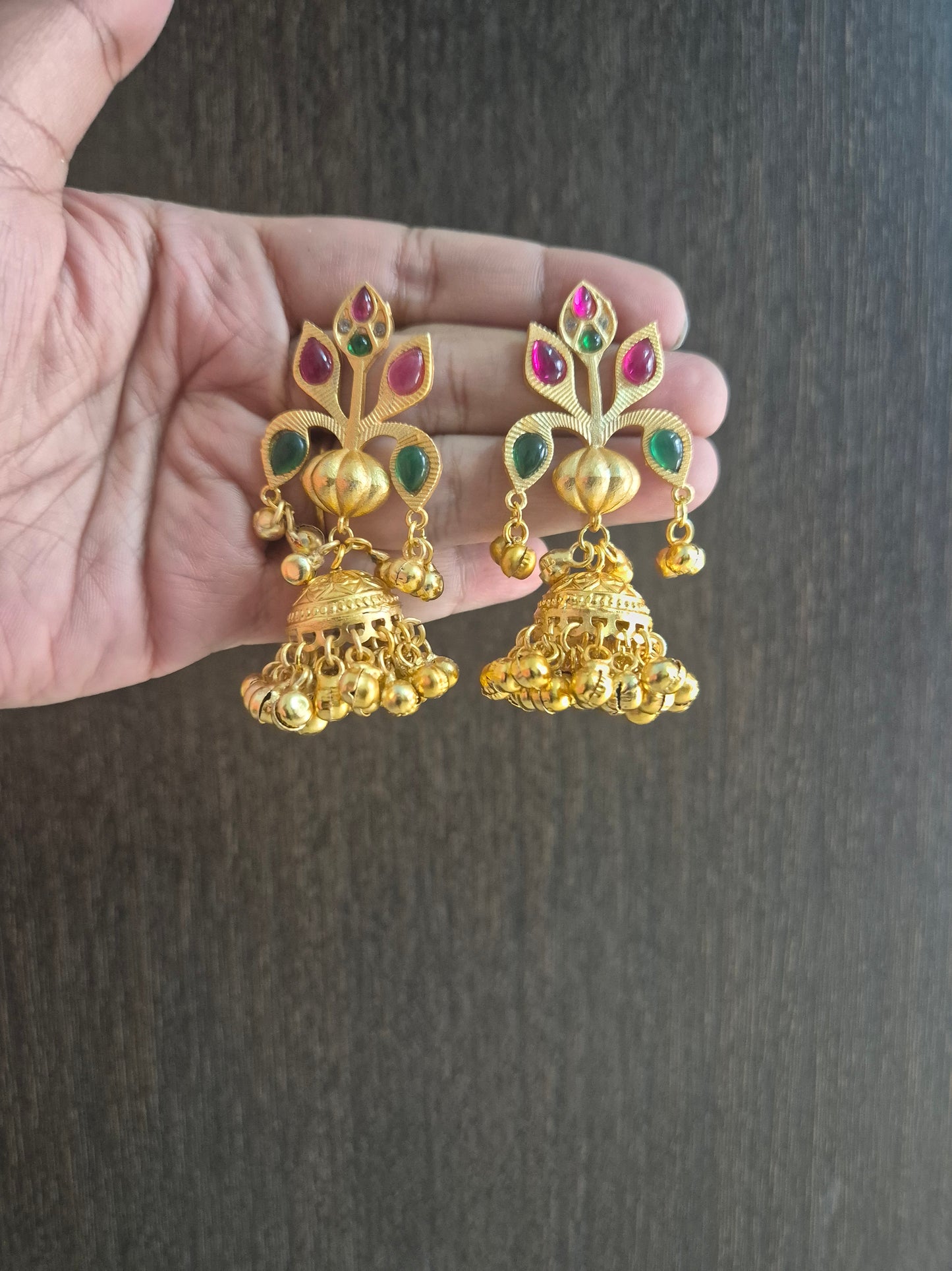 Phulkari jhumka earings