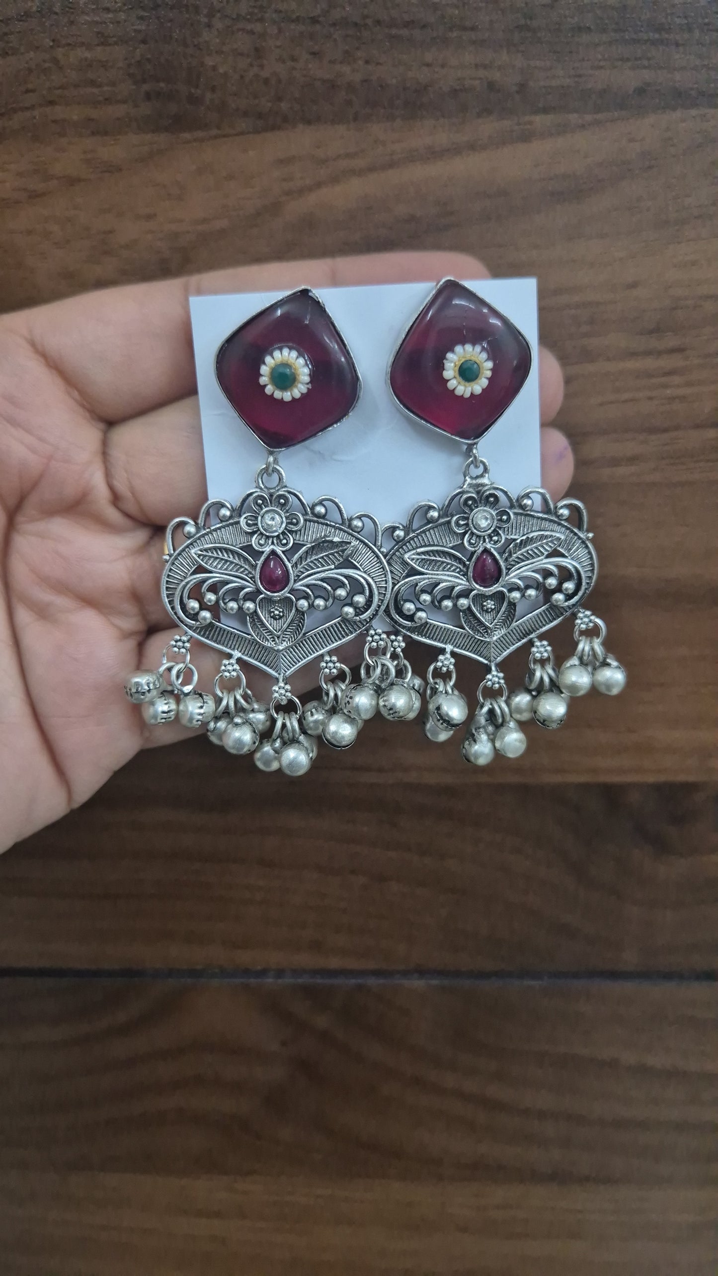 Meera Glass-Work Statement Earrings
