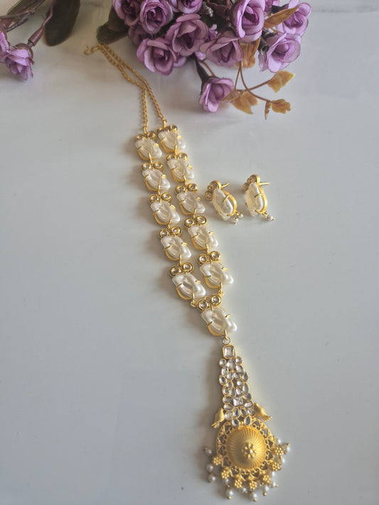 Brass gold natural stone necklace