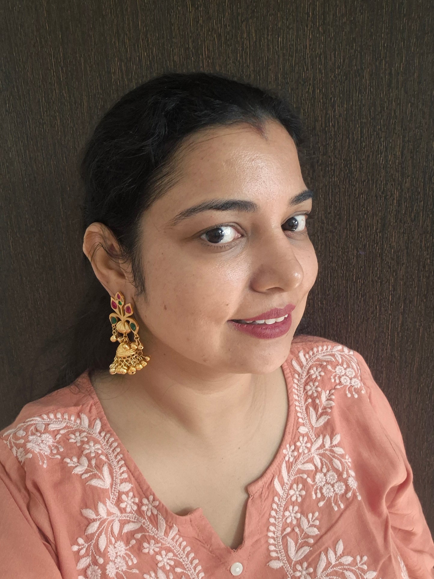 Phulkari jhumka earings