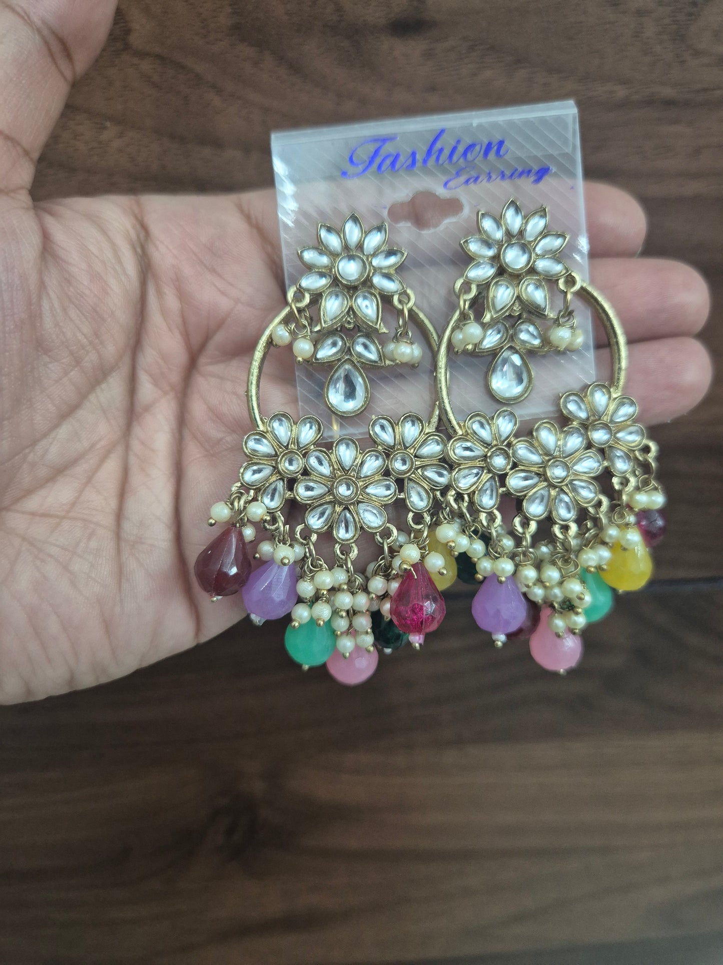 Kundan stone multi earings