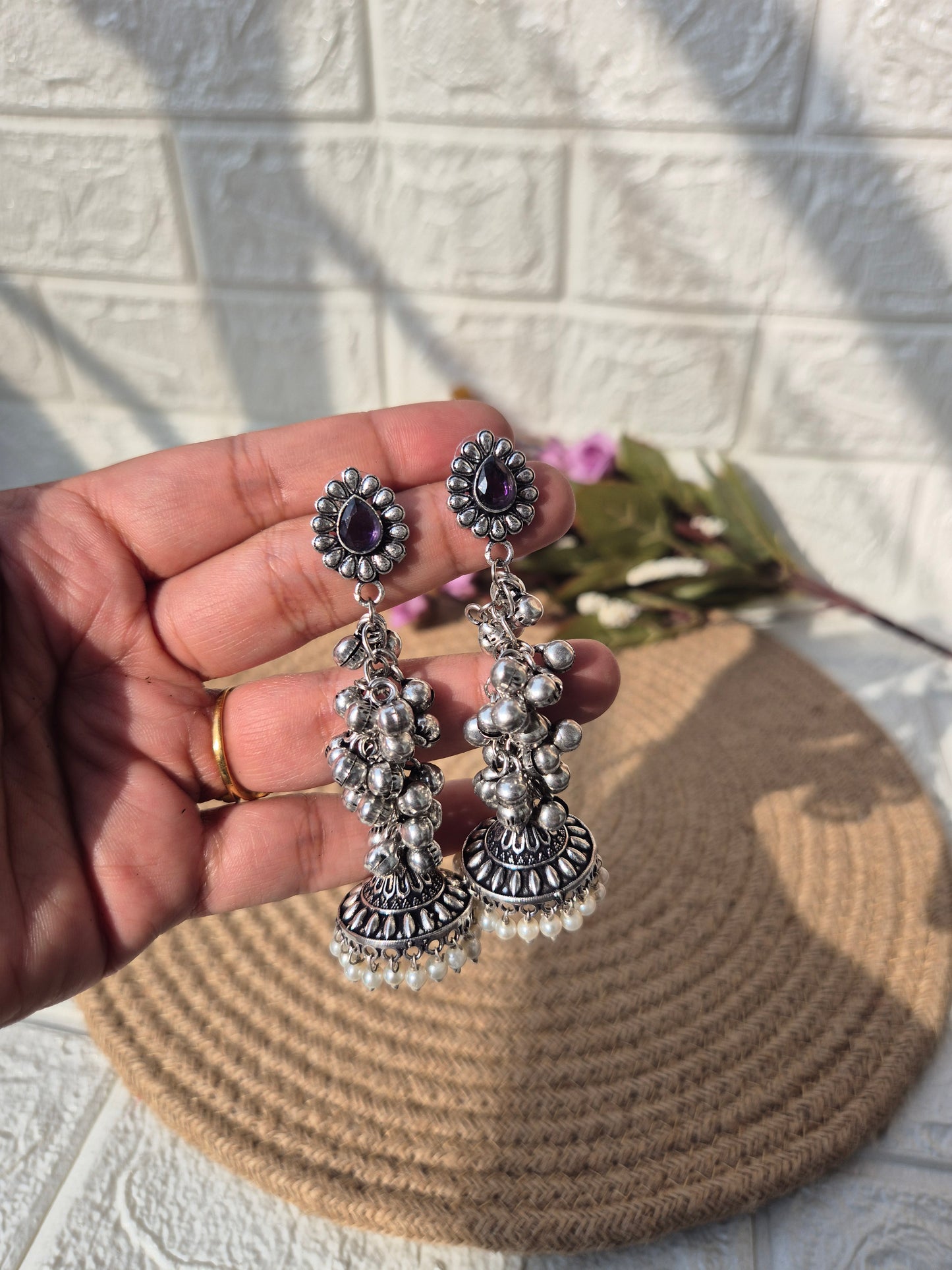 Kashmiri  german silver jhumka