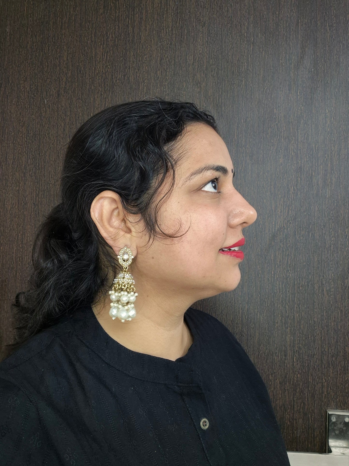 Kundan jhumka earings