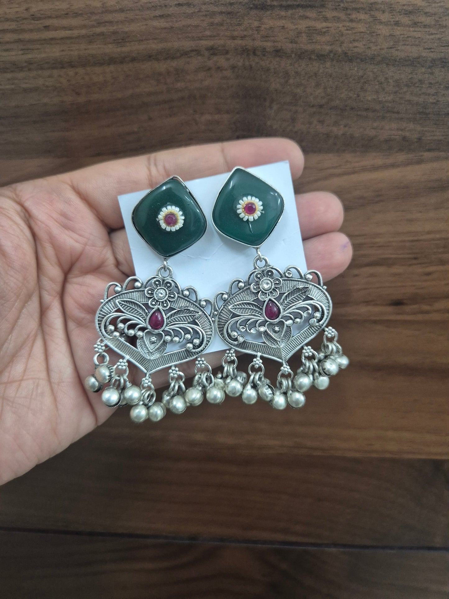 Meera Glass-Work Statement Earrings